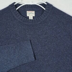 J.Crew Rugged Merino Wool Blend Blue Crewneck Sweater Mens Large Fisherman
